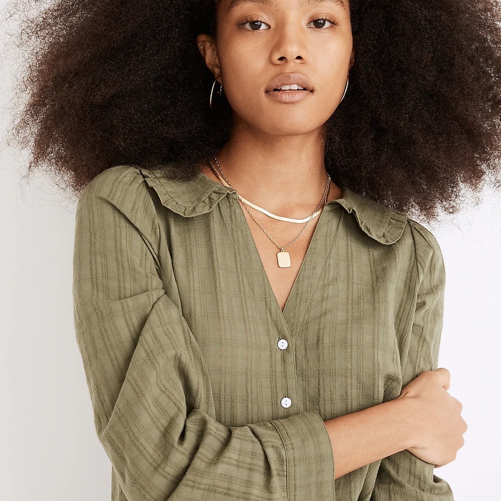 Madewell Ruffle-Collar Button-Up Shirt